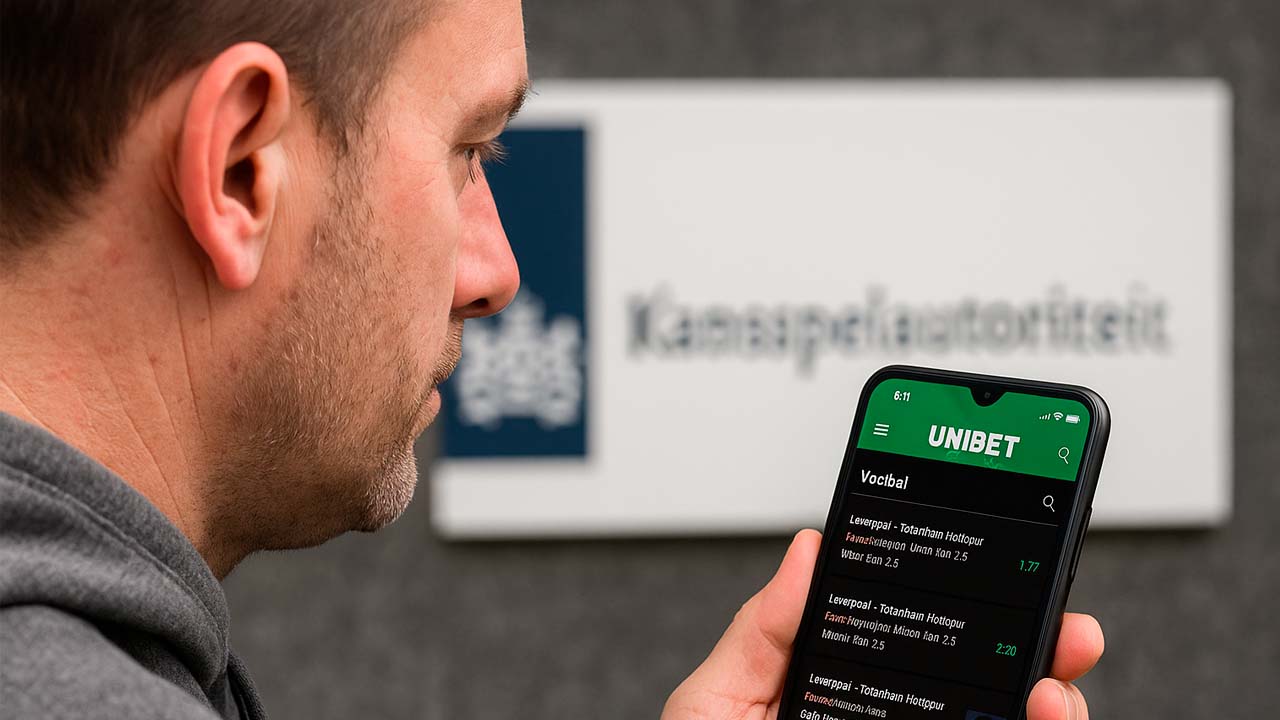 Man bekijkt Unibet-app