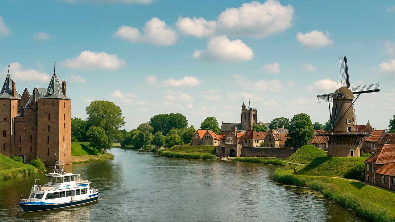 Historisch kasteel aan rivier