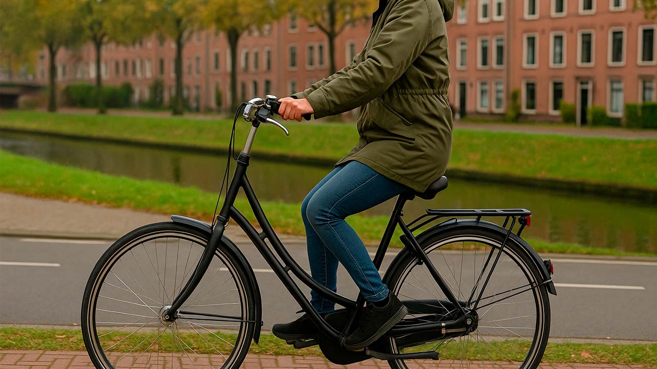 Fietser langs Nederlands kanaal