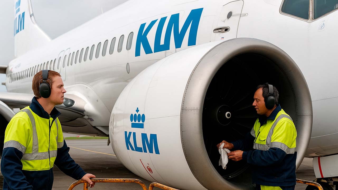 KLM grondpersoneel vliegtuig