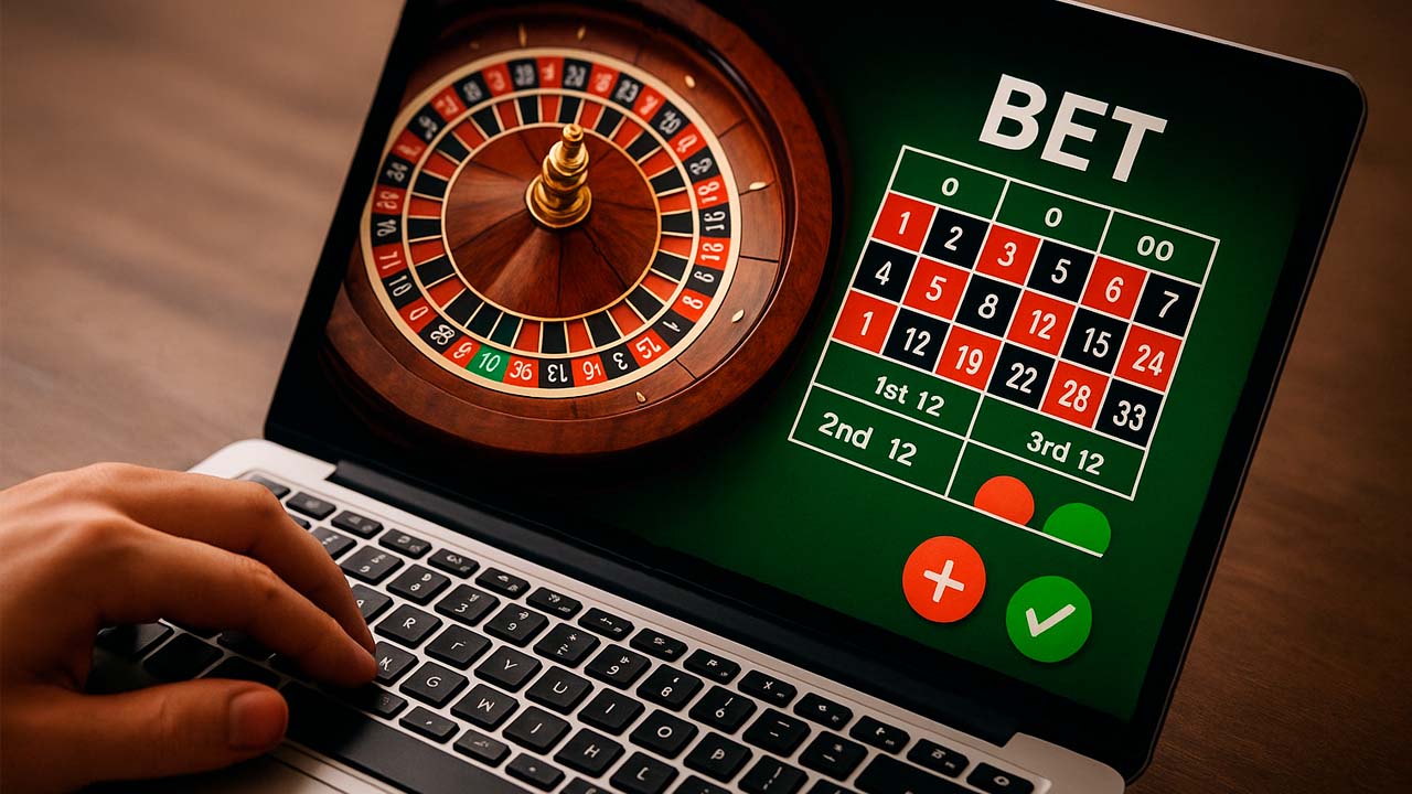 Online roulette laptop scherm